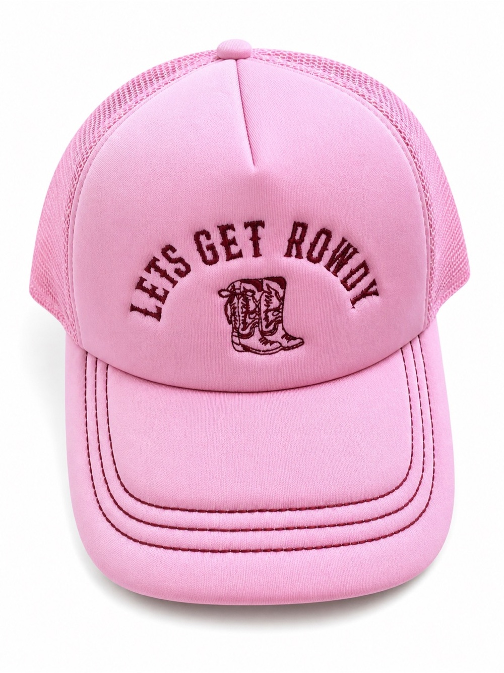 Let’s Get Rowdy Pink Trucker Hat Western Cowgirl Mesh Snapback NWT